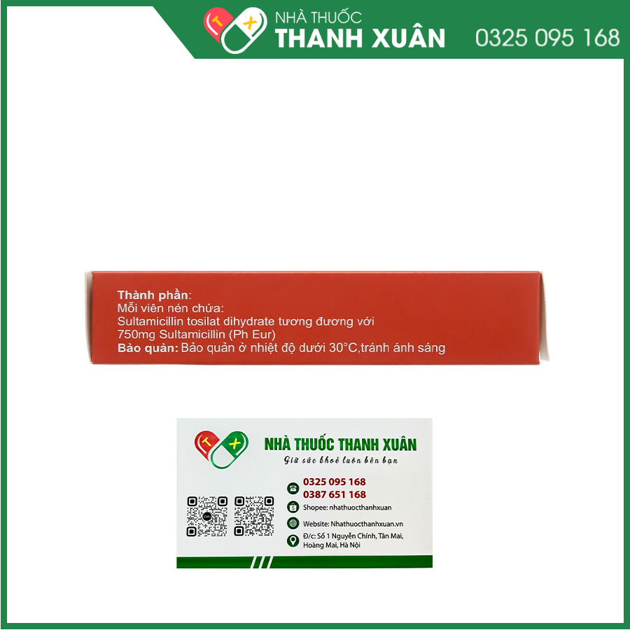 Sulcilat Tablet 750mg điều trị nhiễm khuẩn hô hấp, phụ khoa, nhiễm khuẩn da và mô, nhiễm khuẩn trong ổ bụng